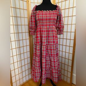 Hill House Home Red Tartan Plaid Nap Dress Size Large